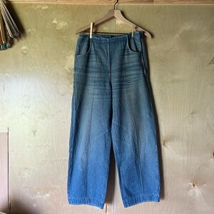 Beaton Linen Blue Wide Leg Jeans